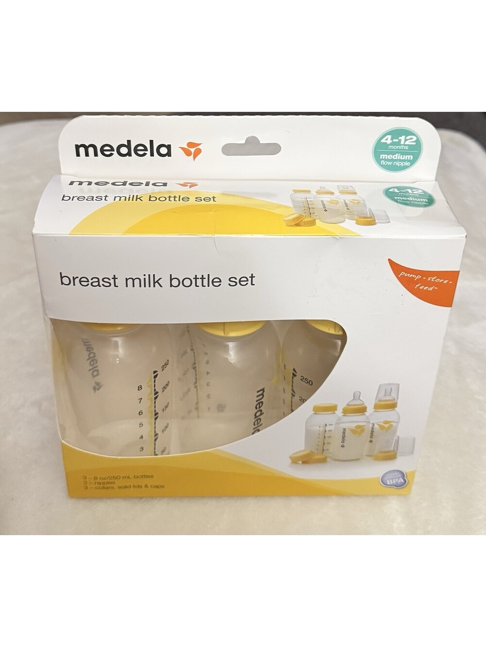 Medela Breast Milk Storage Bottles, 3 Pack of 8 Ounce Breastfeeding Bottles